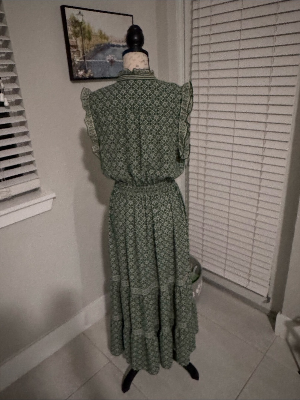 Max Studio Green Floral Ruffle Midi Dress - Picture 3 of 3